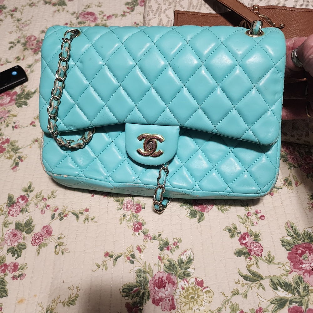 Chanel Aqua Quilted Shoulder Bag